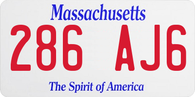 MA license plate 286AJ6