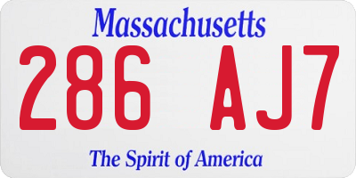 MA license plate 286AJ7