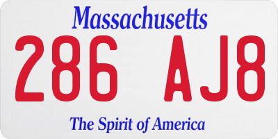 MA license plate 286AJ8