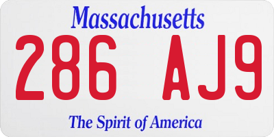 MA license plate 286AJ9
