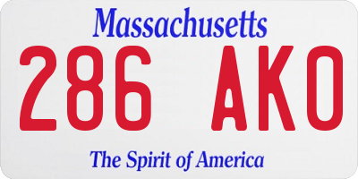 MA license plate 286AK0