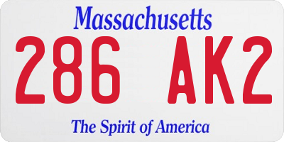 MA license plate 286AK2