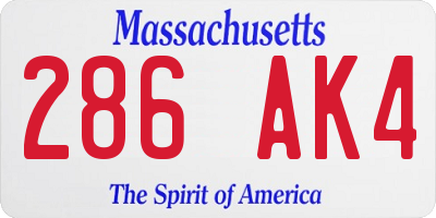 MA license plate 286AK4