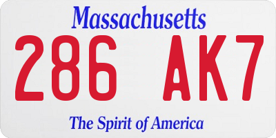 MA license plate 286AK7