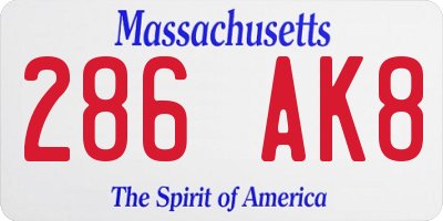 MA license plate 286AK8