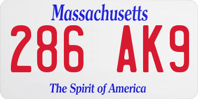 MA license plate 286AK9