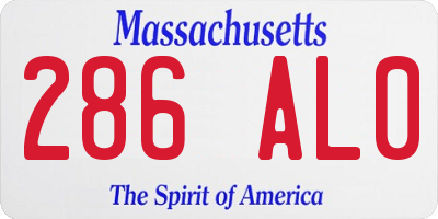 MA license plate 286AL0