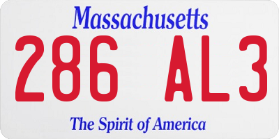 MA license plate 286AL3