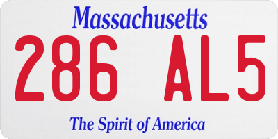 MA license plate 286AL5