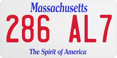 MA license plate 286AL7