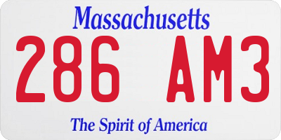MA license plate 286AM3