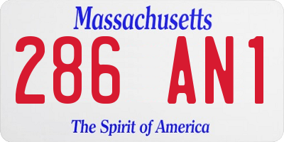 MA license plate 286AN1
