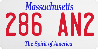 MA license plate 286AN2