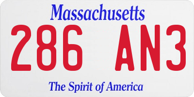 MA license plate 286AN3