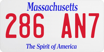 MA license plate 286AN7