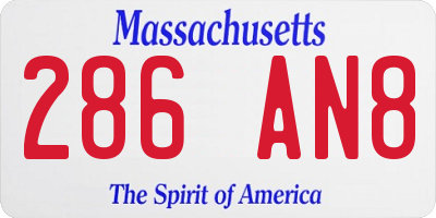 MA license plate 286AN8