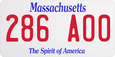 MA license plate 286AO0