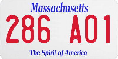 MA license plate 286AO1