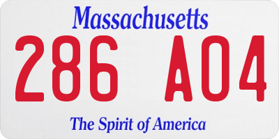 MA license plate 286AO4