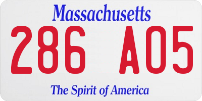 MA license plate 286AO5