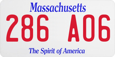 MA license plate 286AO6