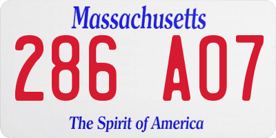 MA license plate 286AO7