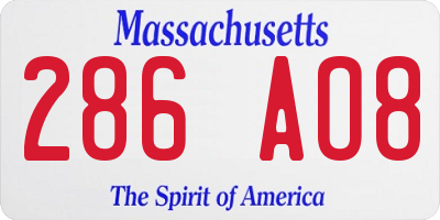 MA license plate 286AO8
