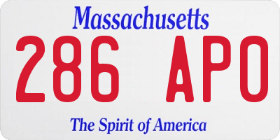 MA license plate 286AP0