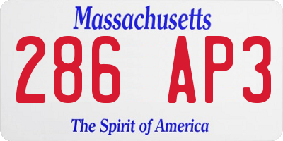 MA license plate 286AP3