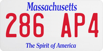MA license plate 286AP4