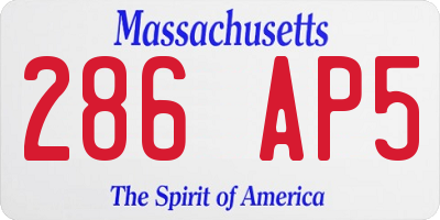 MA license plate 286AP5