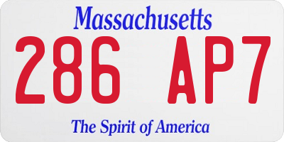 MA license plate 286AP7