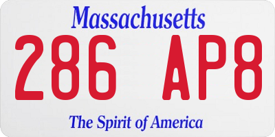 MA license plate 286AP8
