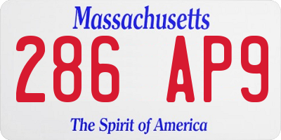 MA license plate 286AP9