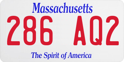 MA license plate 286AQ2