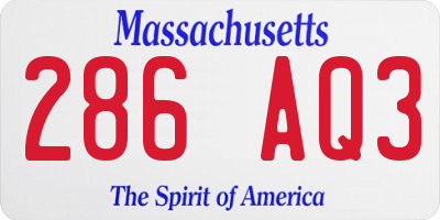 MA license plate 286AQ3