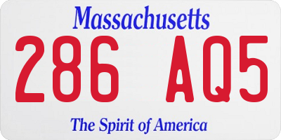 MA license plate 286AQ5