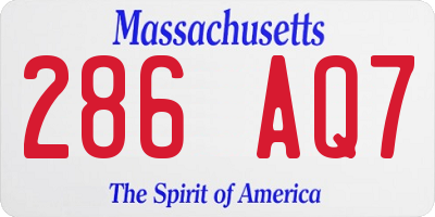 MA license plate 286AQ7
