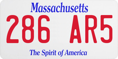 MA license plate 286AR5