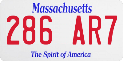 MA license plate 286AR7