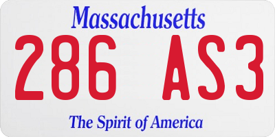 MA license plate 286AS3