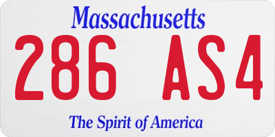 MA license plate 286AS4