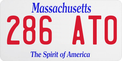 MA license plate 286AT0