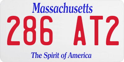 MA license plate 286AT2