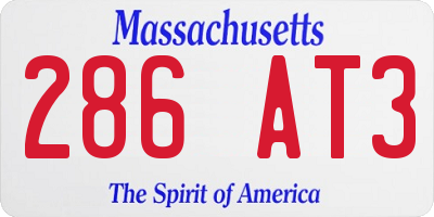 MA license plate 286AT3