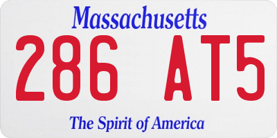 MA license plate 286AT5