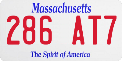 MA license plate 286AT7