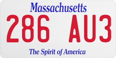 MA license plate 286AU3
