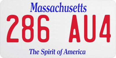MA license plate 286AU4