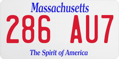 MA license plate 286AU7